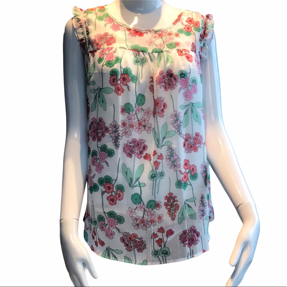 Tommy Hilfiger Floral Sleeveless Sheer Blouse